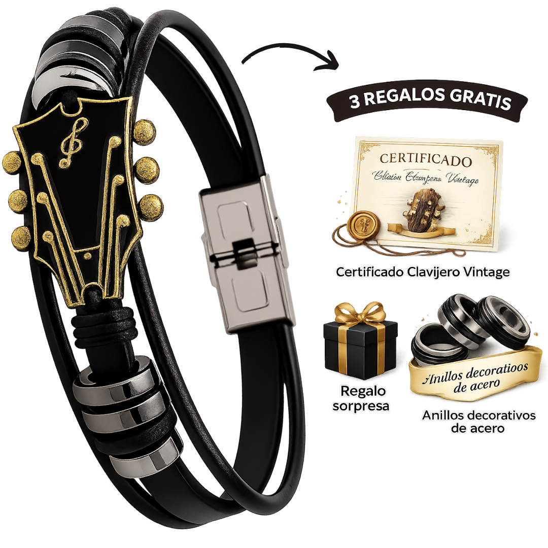 Pulsera de Cuero Vintage Guitar